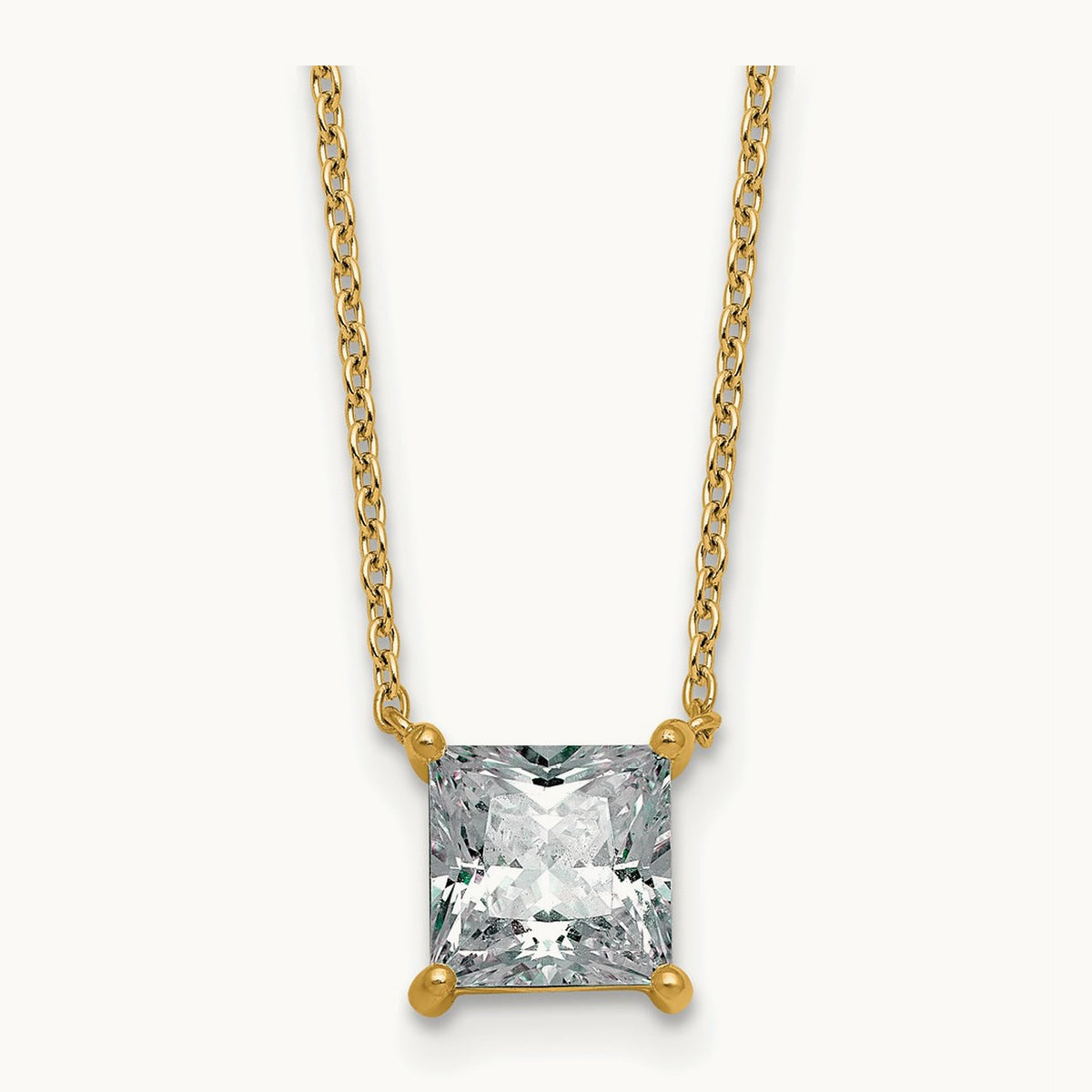 Princess Pendant Necklace, 0.25-4.00 ct tw Lab-Grown Diamond — 2 ct, 14K Yellow Gold