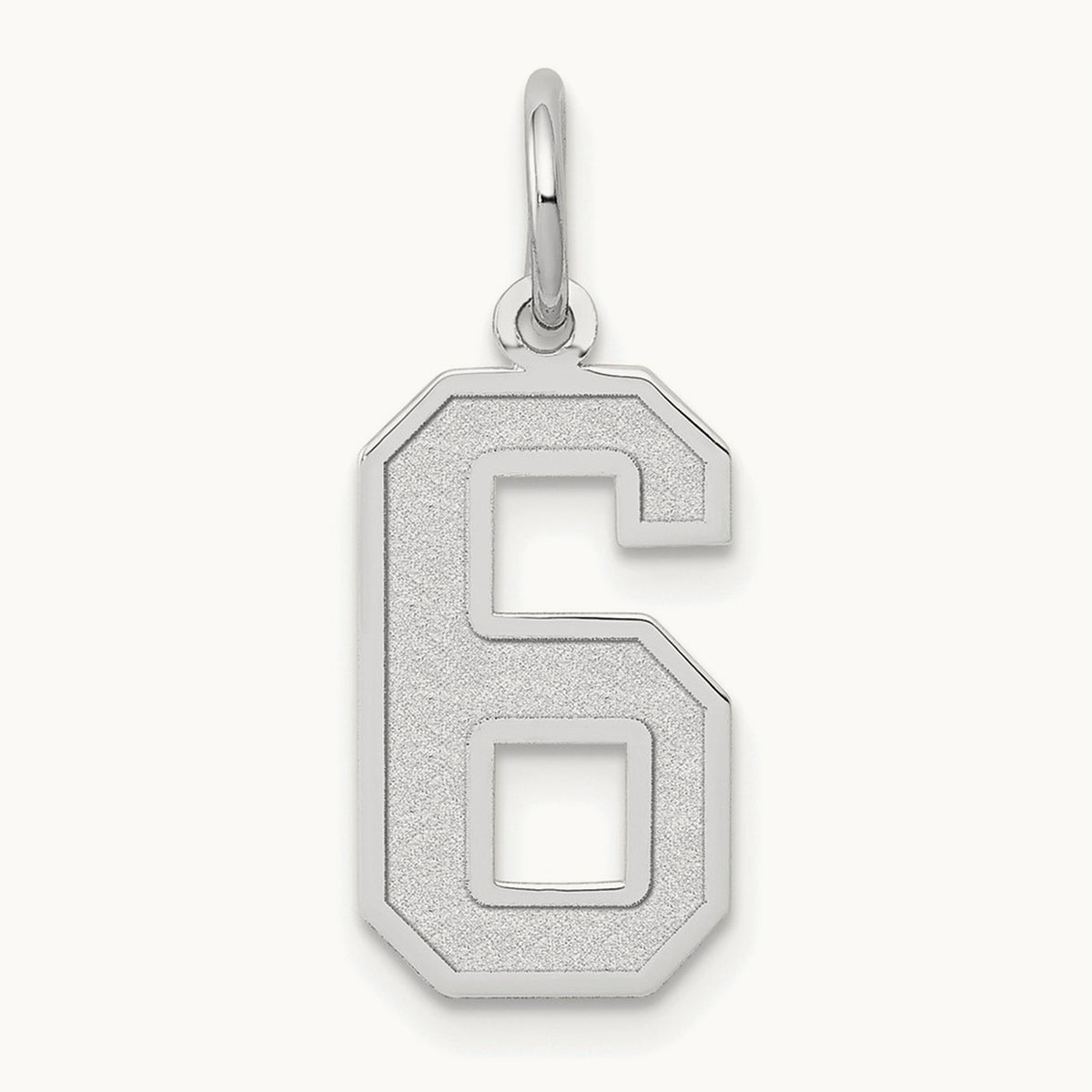 Medium Satin Number 6 Charm — 14K White Gold