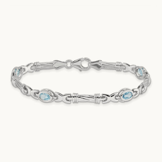 Blue Topaz Bracelet, 14K White Gold