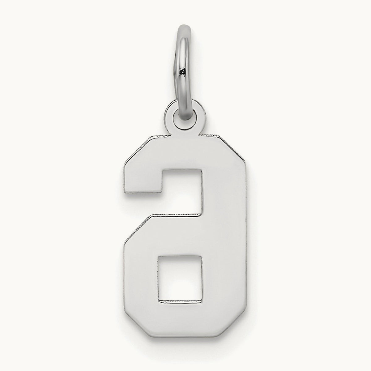 Small Satin Number 6 Charm — 14K White Gold