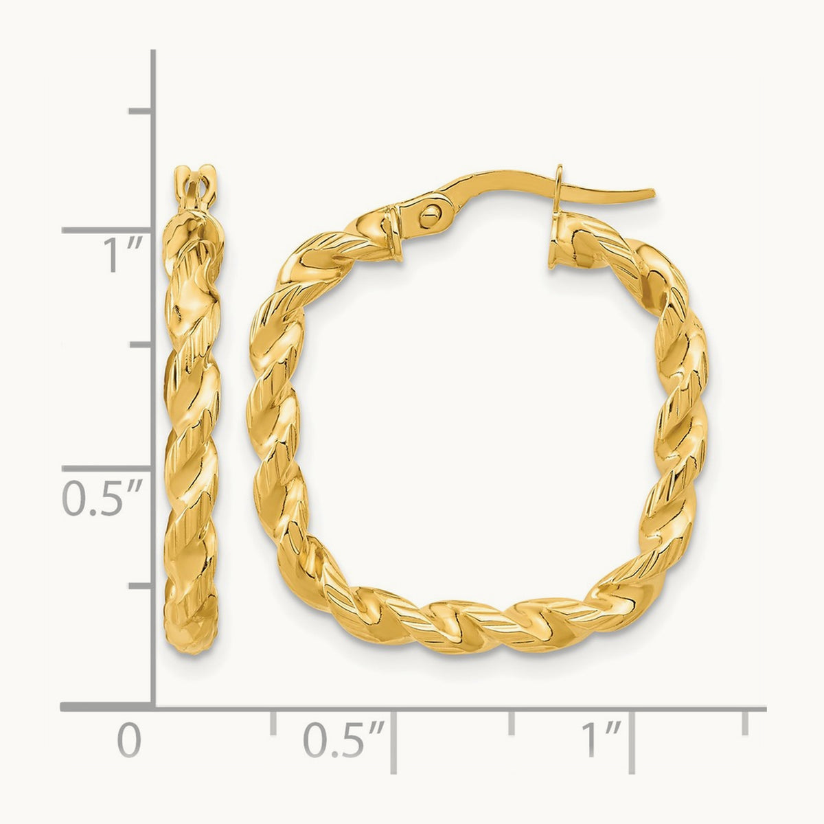 Polished Square Twisted Hoop Earrings, 14K — Leslie's