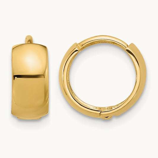 Polished Hinged Huggie Hoop Earrings, 14K