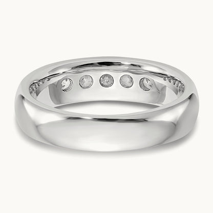 5-Stone Diamond Channel Band, 14K White Gold