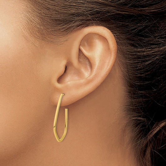 Polished Geometric Shaped J-Hoop Post Earrings — 18.75mm