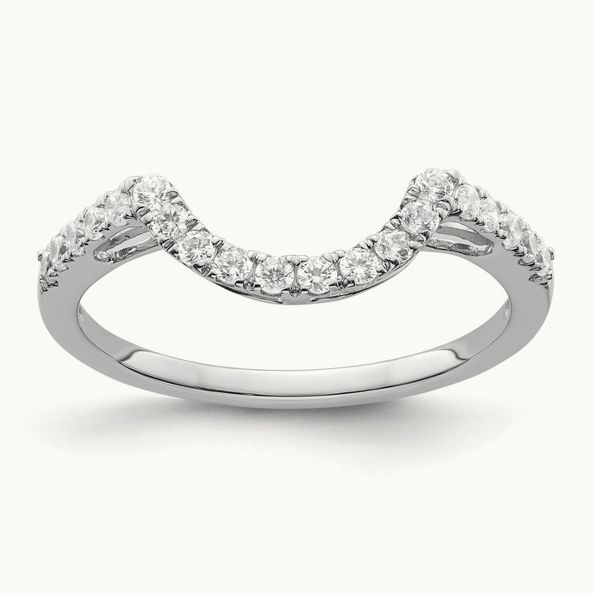 Diamond Contour Wedding Band, 14K White Gold