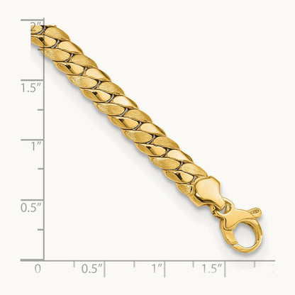 Satin and Polished Fancy Link Bracelet, 6.5mm, 14K