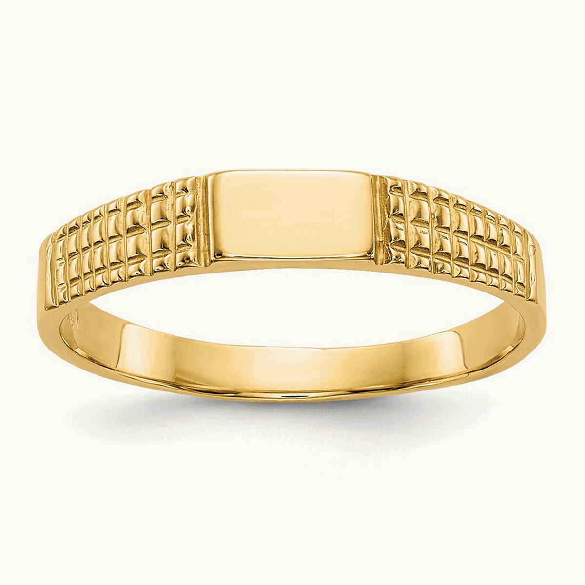 Polished Baby Signet Band Ring, 14K