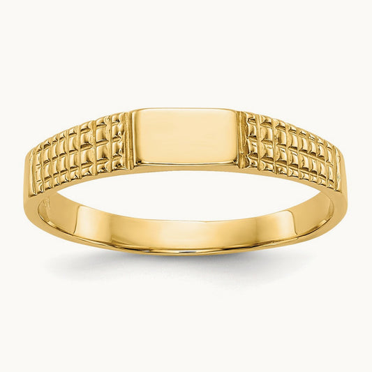 Polished Baby Signet Band Ring, 14K