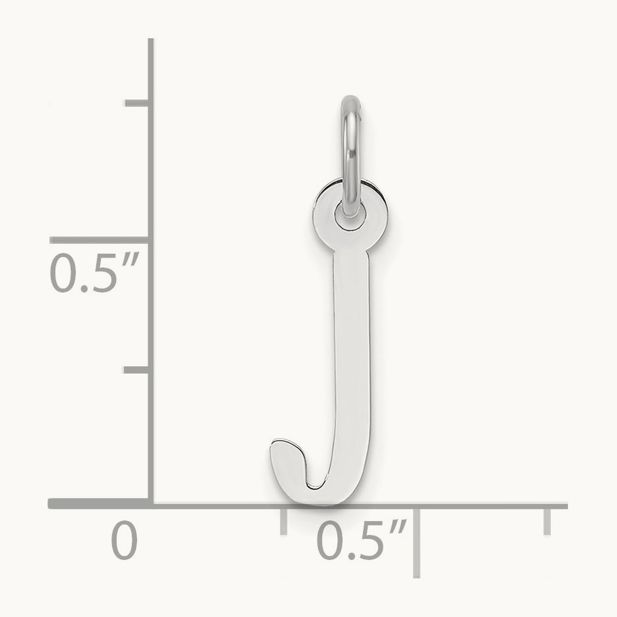 Slanted Block Initial Charm — 14K White Gold, J