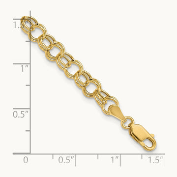 Hollow Double Link Charm Bracelet — 14K Yellow Gold, 6mm