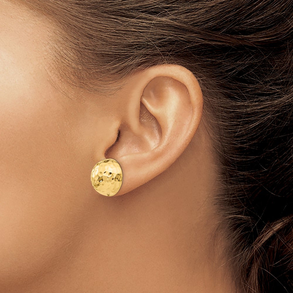 Hammered Half Ball Post Earrings — 15mm