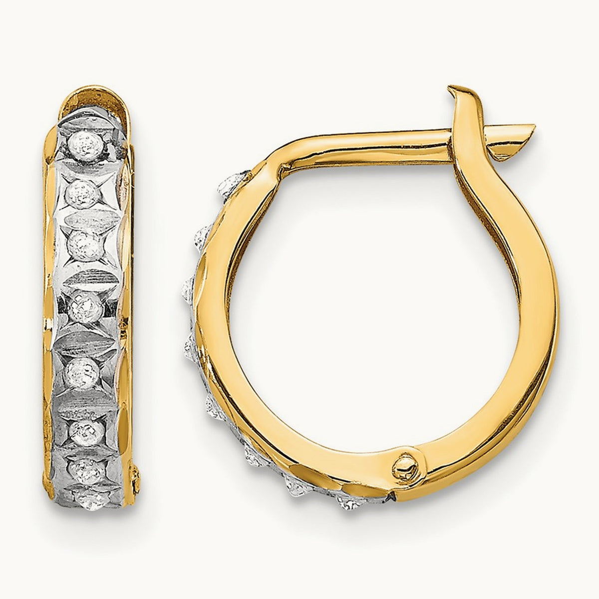 Diamond Fascination Dia. Dust/Accent Hinged Hoop Earrings, 14K