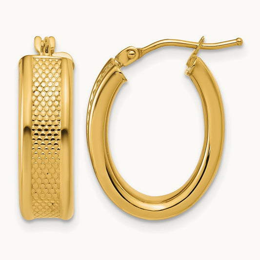 Polished and Textured Oval Hoop Earrings — Leslie's — 15.5mm