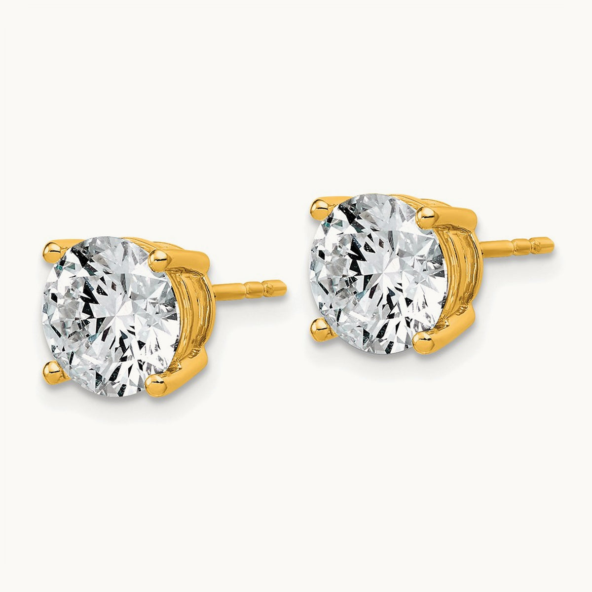 Round Lightweight Earrings, 0.25-6.00 ct tw Lab-Grown Diamond — 4 ct, 10K Yellow Gold