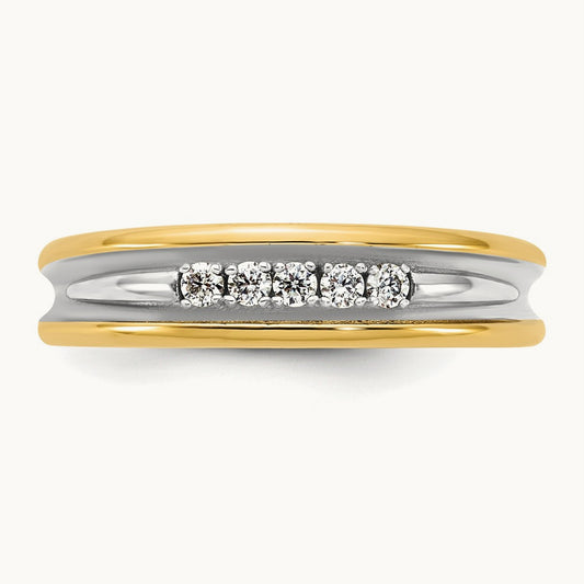 IB Goodman Mens Polished Complete 5-Stone 1/6ct Diamond Ring, 14K Yellow Gold
