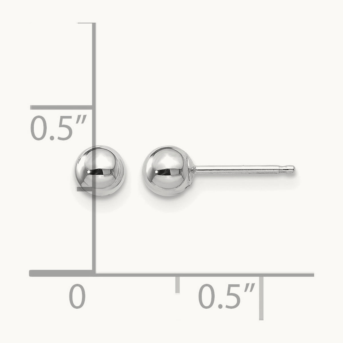 Polished Ball Post Earrings — 14K White Gold, 4mm