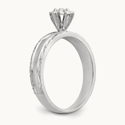 AA Quality Trio Complete Engagement Ring, 14K White Gold