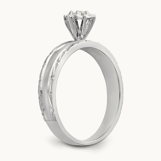 AA Quality Trio Complete Engagement Ring, 14K White Gold