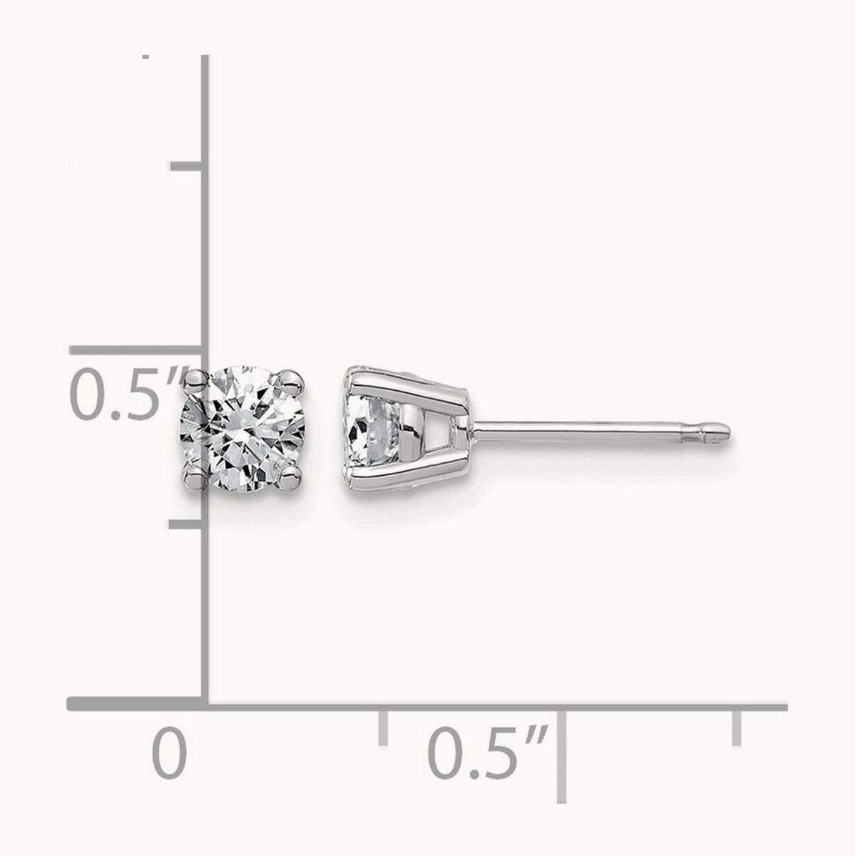 Round Angled Stud Earrings, 0.50-4.00 ct tw Lab-Grown Diamond — 5/8 ct, 14K White Gold