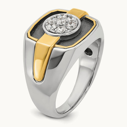14ktt w/ Black Rhod IBGoodman Men's Satin Diamond Cluster Ring