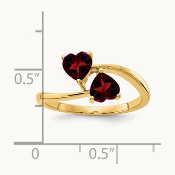 Heart Garnet Ring — 14K Yellow Gold