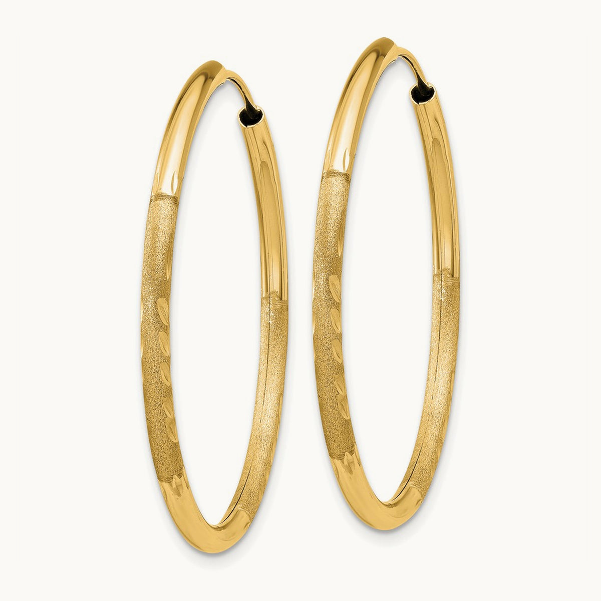 Satin Diamond-cut Endless Hoop Earrings — 30mm, 2mm