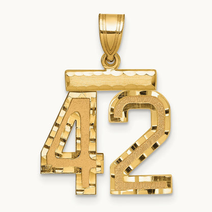 Medium Diamond-cut Number 42 Charm, 14K
