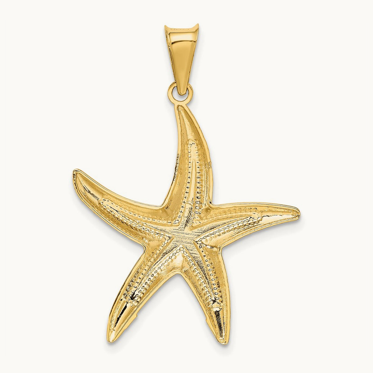 Diamond-cut Polished Starfish Pendant, 14K with Rhodium