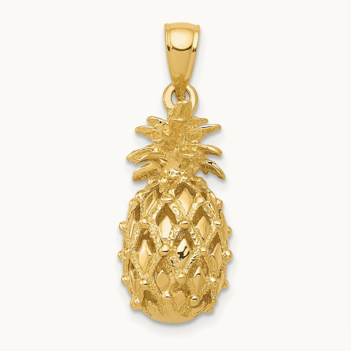 3-D Cut-Out Pineapple Pendant, 14K