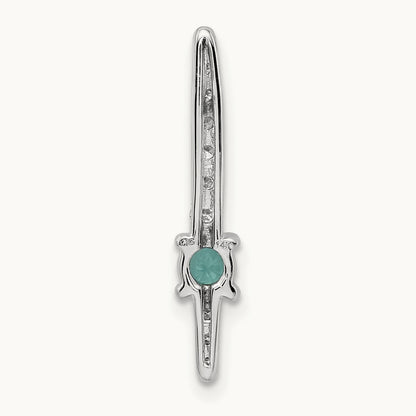 Diamond and Emerald Fancy Chain Slide, 14K White Gold