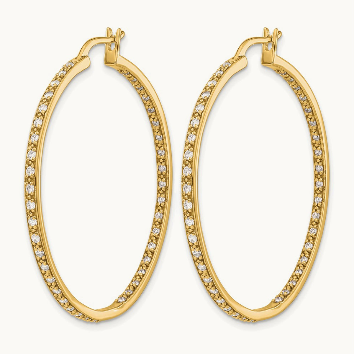 In/Out Hoop Earrings, 0.50-0.75 ct tw Lab-Grown Diamond — 7/8 ct, 14K Yellow Gold