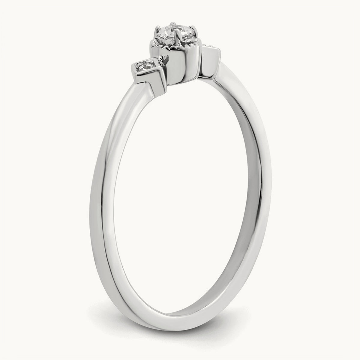 Petite Beaded Edge Cushion Ring, 0.10 ct tw — 14K White Gold