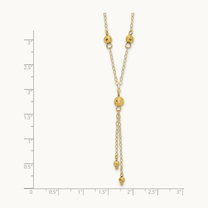 Bead Lariat with 2in ext Necklace, 14K Yellow Gold