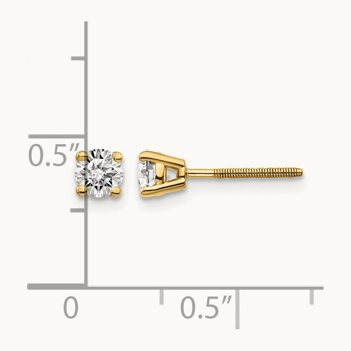 Round Diamond Stud Earrings — 14K Yellow Gold, 0.54 ct tw