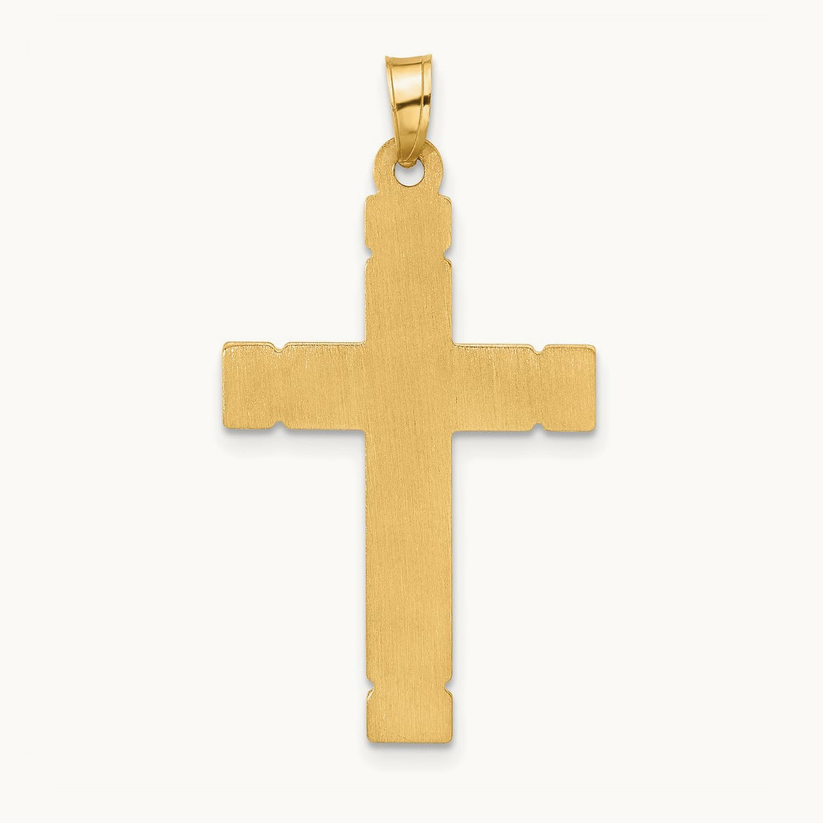 Polished and Grooved Hollow Diamond Cross Pendant, 14K
