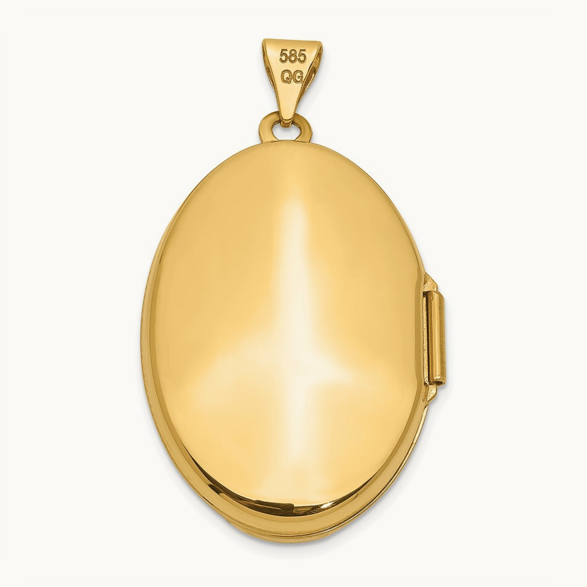Polished Domed Oval Locket — 14K Yellow Gold