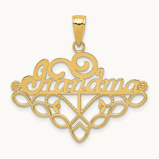 GRANDMA Birthstone Charm Holder Pendant — 14K Yellow Gold