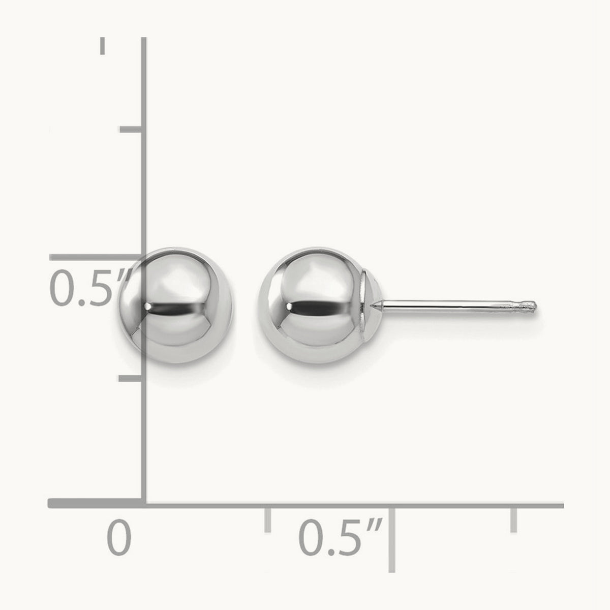 Polished Ball Post Earrings — 14K White Gold, 6mm