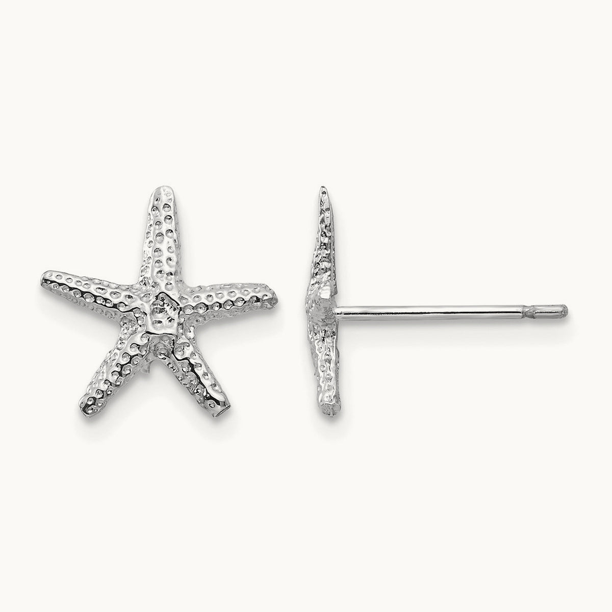 Starfish Post Earrings — 14K White Gold