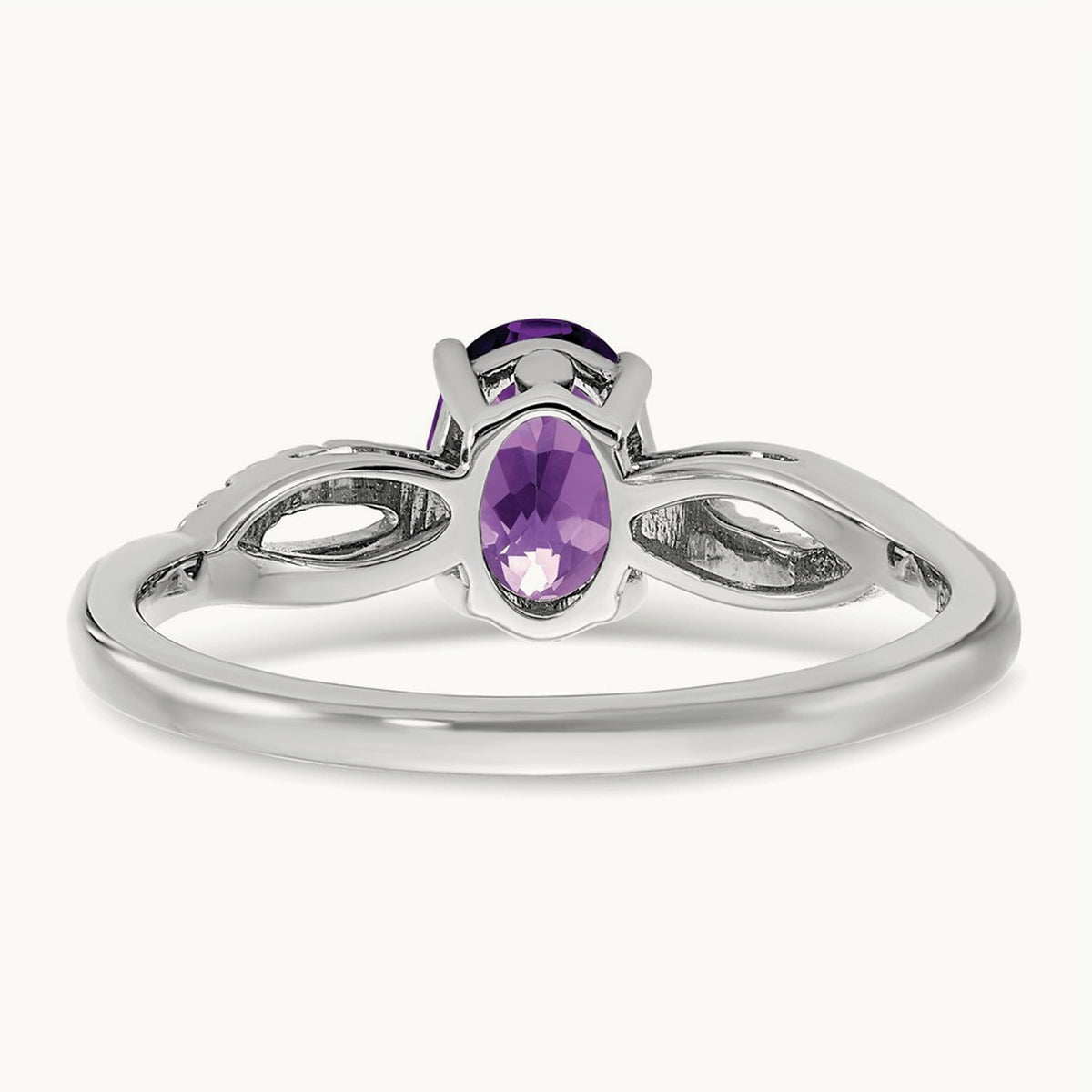 Oval Amethyst and Diamond Ring, 14K White Gold