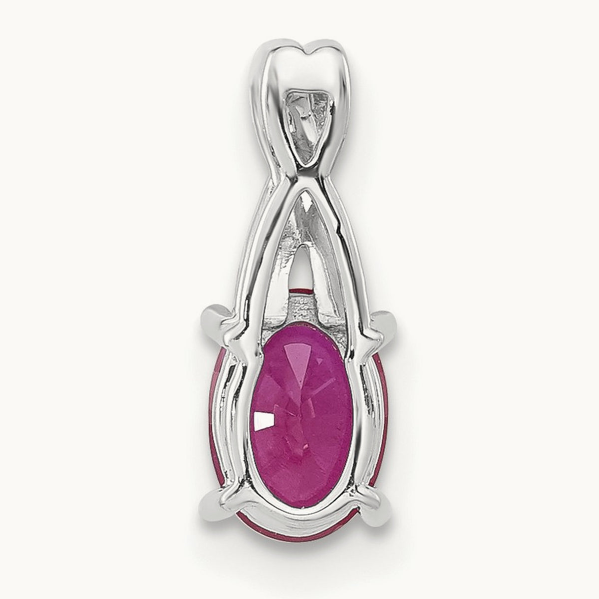 Oval Created Ruby and Lab-Grown Diamond Pendant — 14K White Gold, 14.3mm