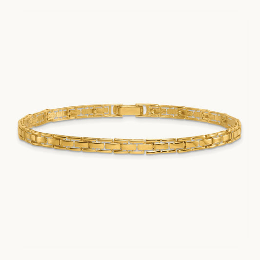 Polished Fancy Link 7.5in Bracelet, 14K