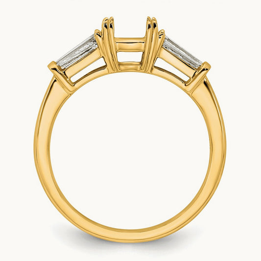 Baguette Cushion Semi-Mount Engagement Ring — 14K Yellow Gold, 1/2 ct, 7