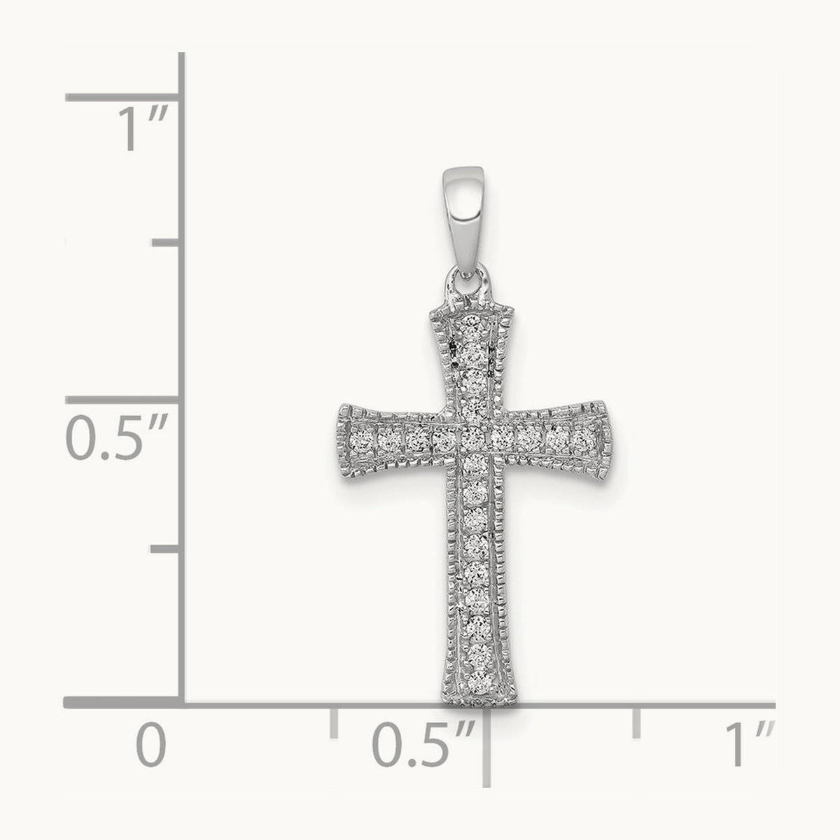 1/10ct. Diamond Cross Pendant — 14K White Gold, 22.5mm, 0.11 ct