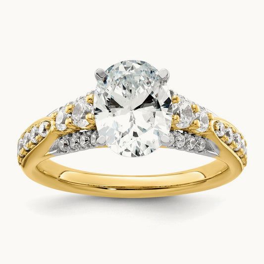 Oval Center Semi-Mount Engagement Ring, 0.50 ct tw Lab-Grown Diamond
