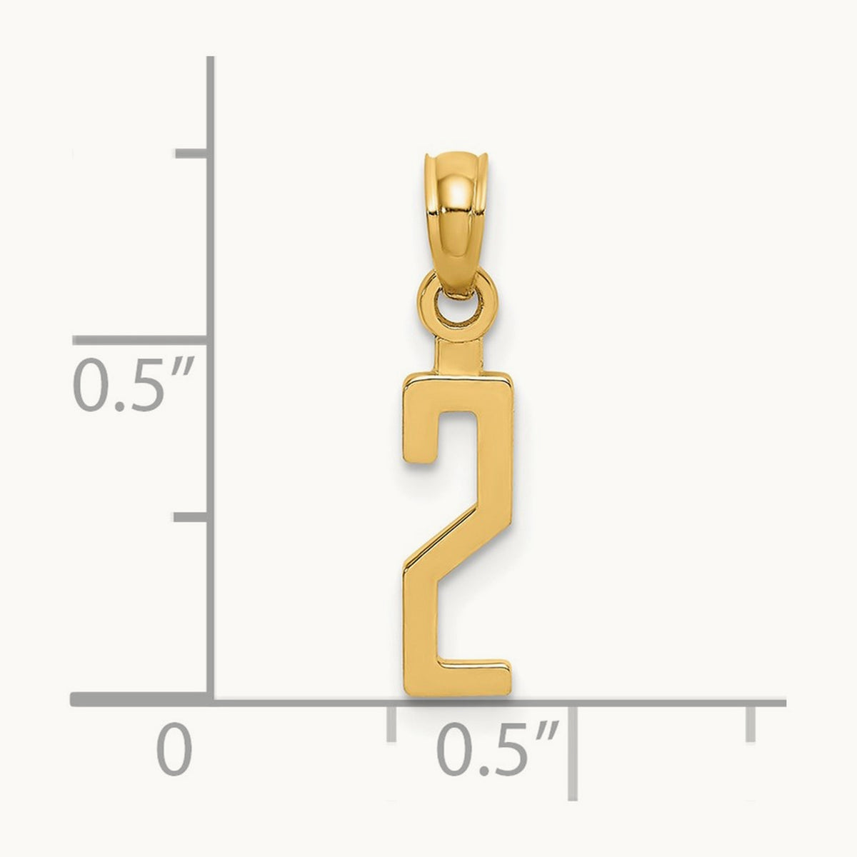Polished Number 2 Pendant — 14K Yellow Gold, 18.44mm
