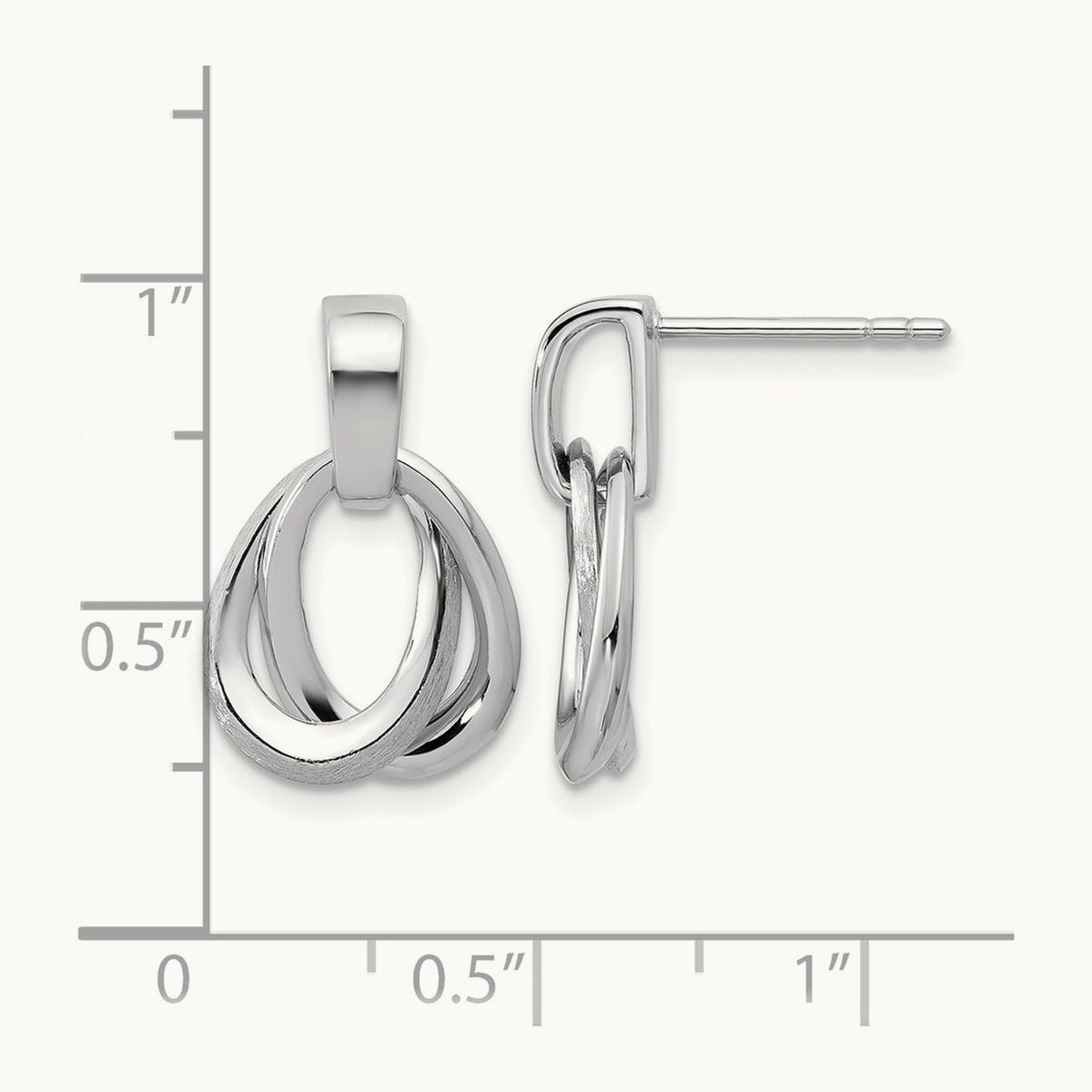 SS RH-plated Polished/Brushed Ovals Dangle Post Earrings — Leslie's