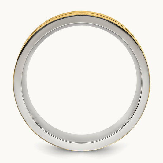 Brushed and Polished Yellow IP-plated Band, 8mm, Titanium