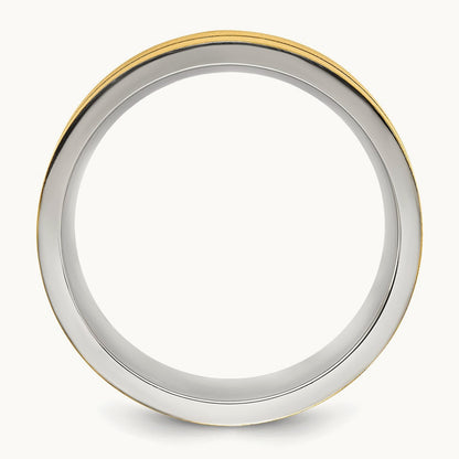 Brushed and Polished Yellow IP-plated Band, 8mm, Titanium