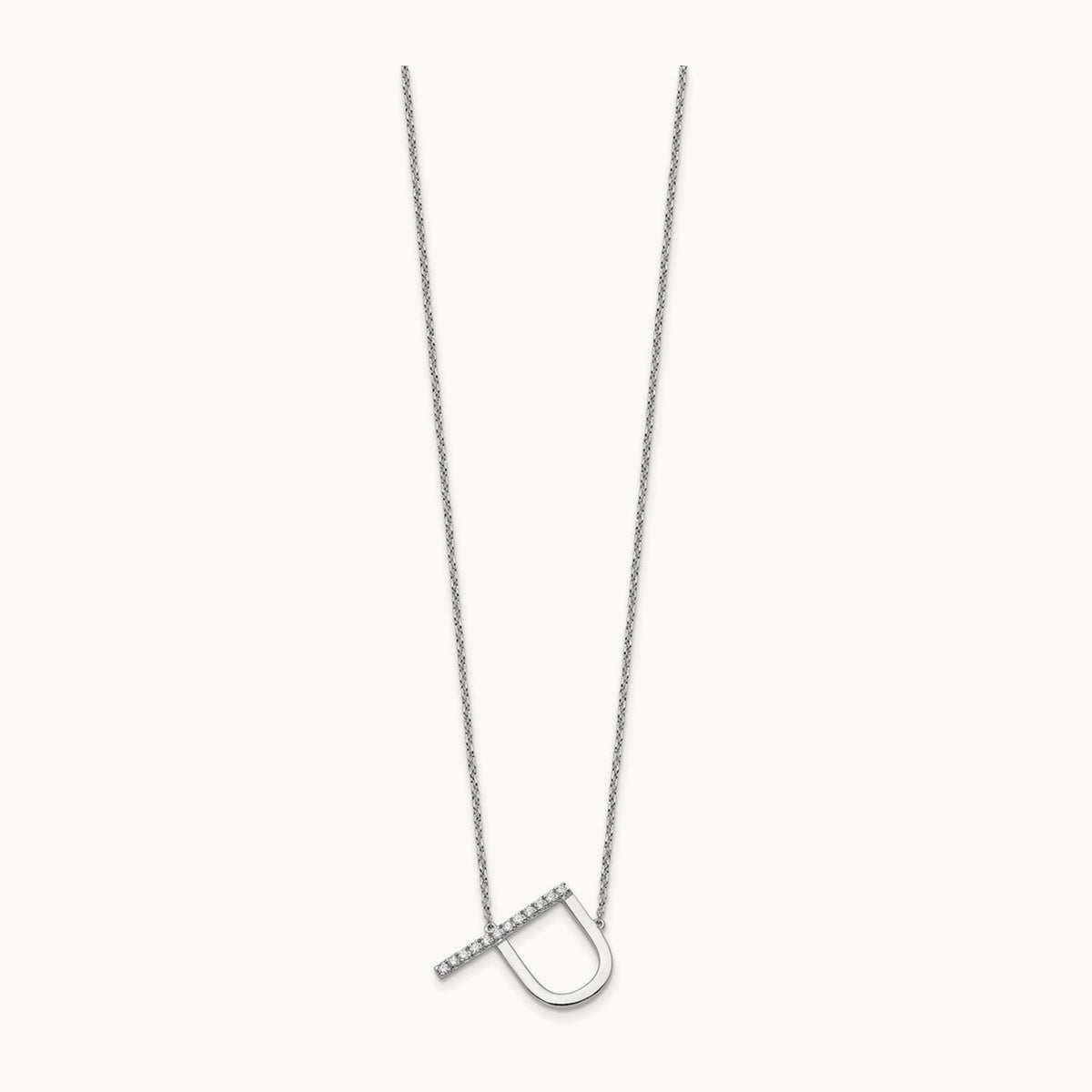 Sideways Diamond Necklace — 14K White Gold, P